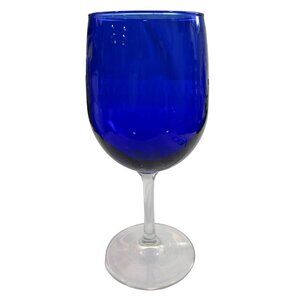 Libby Montibello Cobalt Blue Wine Glass Clear Stem Retired 2006
